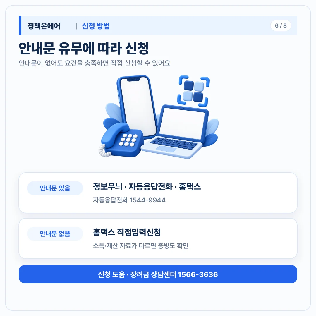 근로장려금 신청 안내문을 받은 경우와 받지 못한 경우의 신청 절차